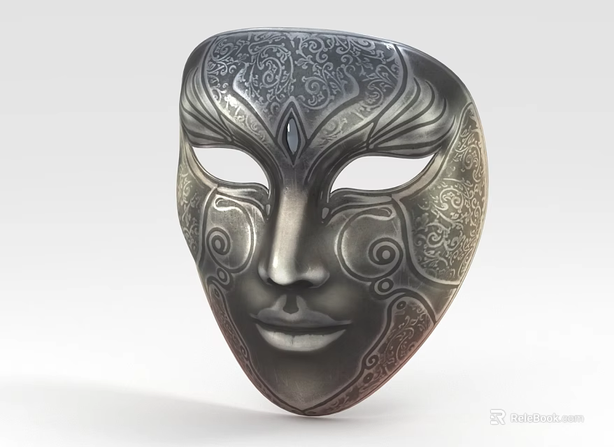 Stylish Metallic Decorative Mask For Fashion Accessories With Intricate Patterns And Elegant Facial Contour 3d model 
