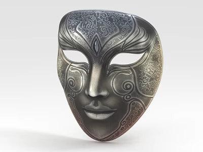 Stylish Metallic Decorative Mask For Fashion Accessories With Intricate Patterns And Elegant Facial Contour 3d model