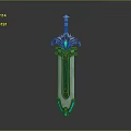 Hero Character And Mythical Creature Holding Ornate Decorative Sword With Gemstone Accents