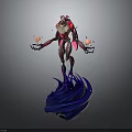 Fantasy Mythical Character With Horns Holding Orbs On Blue Energy Waves