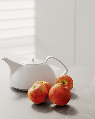 Modern Ornaments Combination Kitchen Ornaments Teapot Apple Fruit 3d model