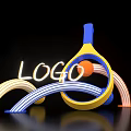 Vibrant LOGO Design Display With Colorful Arcs Spheres And Racket Shaped Structure