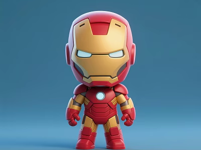 A Man in Iron Man Red Gold Armor Collectible Action Figure Toy with Glowing Eyes 3d model