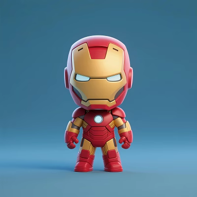 A Man in Iron Man Red Gold Armor Collectible Action Figure Toy with Glowing Eyes 3d model