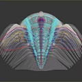 Colorful Caterpillar With Blue Red Yellow Segments And Transparent Body Parts
