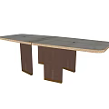Modern Wooden Dining Table With Metal Legs Oval And Rectangular Shapes 3d model