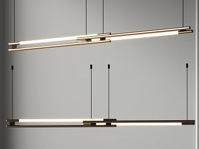 Modern Linear Pendant Lights With Sleek Metal Frame And Illuminated LED Design 3d model