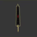 Black Sword With Red Symbol Sharp Blade And Modern Fantasy Design