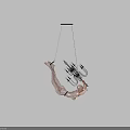 Unique Shaped Chandelier With Artistic Curved Metal Mesh Frame For Modern Interior Decor