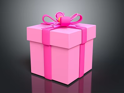 Pink Decorative Gift Box With Pink Ribbon And Bow For Celebrations 3d model