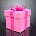 Pink Decorative Gift Box With Pink Ribbon And Bow For Celebrations