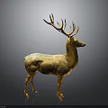 Elegant Golden Brass Deer Statue Decorative Furniture Piece for Home Interiors