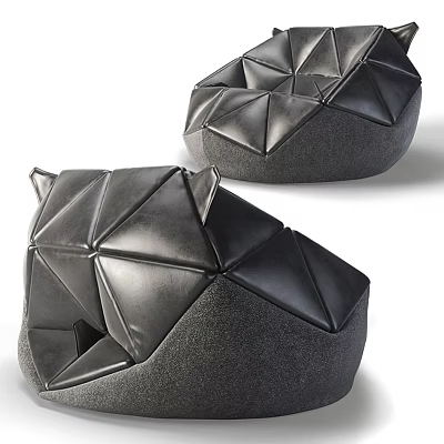 Modern Geometric Leather Bean Bag Chair With Stylish Seating Design And Comfortable Structure 3d model