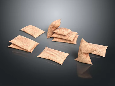 Practical Brown Paper Bags As Household Items Folded And Standing Designs 3d model