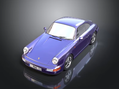 Purple Porsche Sports Car With Classic Design Shiny Exterior And Round Headlights 3d model