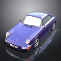 Purple Porsche Sports Car With Classic Design Shiny Exterior And Round Headlights