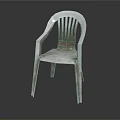 White Plastic Leisure Chair With Ergonomic Armrests And Slatted Backrest Modern Simple Design For Relaxation