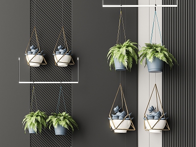 Modern hanging basket hanging plant 3d model