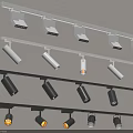 Modern Track Mounted Downlights And Spotlights With White Black Fixtures For Interior Lighting