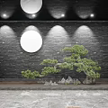 Modern Leisure Area Design With Marble Wall Wooden Slat Wall Green Plant And Wooden Furniture
