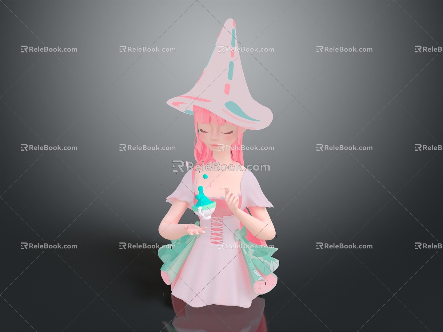 Modern Game Character Female Elf Cartoon Witch Magic Witch Magic Girl 3d model