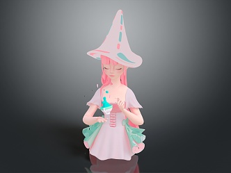 Modern Game Character Female Elf Cartoon Witch Magic Witch Magic Girl 3d model