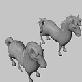 Two White Stuffed Toy Horses With Saddle Bridle And Mane Details