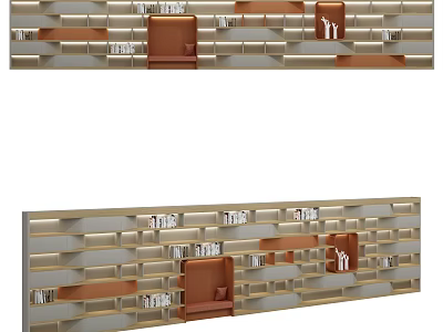 Elegant Modern Bookcase With Open Shelves And Storage Design For Home Interior 3d model