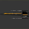 Futuristic Sci Fi Fighter Spaceship With Dark Gray And Orange Accents And Multiple Wings
