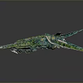 Green Metallic Sci Fi Spaceship Model With Detailed Futuristic Design And Wings