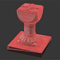 Intricately Carved Stone Pillar with Floral Patterns Ornate Top on Red Black Checkered Base