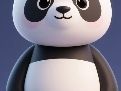 Cute Animated Panda Character With Round Face Black And White Fur And Smiling Expression 3d model