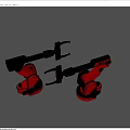 Two Red Mechanical Arms As Hardware Tools For Industrial Automation Applications 3d model