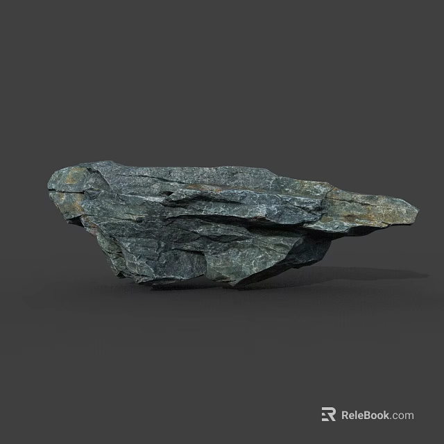 Natural Layered Rock Formation With Rough Surface And Earthy Grayish Tones 3d model 