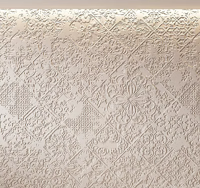 Elegant Textured Wall With Intricate Embossed Floral And Geometric Patterns Design 3d model