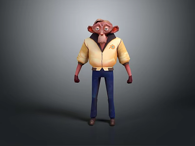 Cartoon Game And Movie Character With Red Face Glasses Yellow Jacket Blue Pants Brown Shoes 3d model