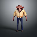 Cartoon Game And Movie Character With Red Face Glasses Yellow Jacket Blue Pants Brown Shoes
