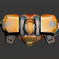 Colorful Mechanical Robot Character With Orange Yellow Armor And Blue Details