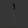 Traditional Weapon Knife With Black Handle And Golden Patterned Blade Design