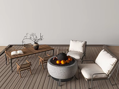 Silly Rattan Woven Solid Wood Table and Chair Lazy Sofa Chair Backrest Chair Furnace Tea Postage Dried Support 3d model