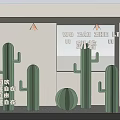 Modern window commercial outside cactus device net red punch card 3d model
