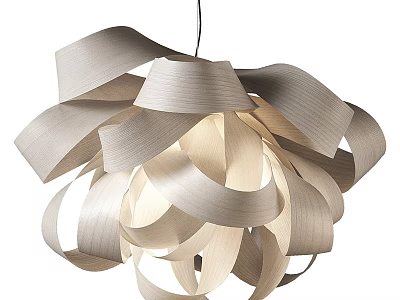 Modern Curved Paper Chandelier With Layered Design And Soft Light 3d model