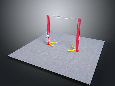 Red Frame Industrial Equipment With Vertical Columns Top Crossbar And Yellow Components 3d model