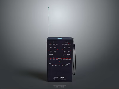 Portable Black Radio with Antenna FM AM Tuning Dial Buttons REI LINC Brand 3d model
