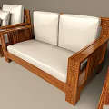 Modern Sofa Set With Wooden Frame White Cushions And Multiple Seating Options 3d model