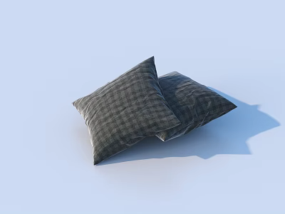 Two Plaid Pattern Decorative Throw Pillows For Home Sofa Living Room 3d model