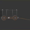 Wooden Cart With Metal Frame Spoked Wheels And Circular Top Platform Design
