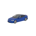 Blue Tesla Electric Car Exterior Sporty Wheels And Interior Touchscreen