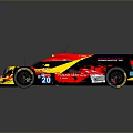 Red And Yellow Racing Car With Aerodynamic Body Rear Wing And Number 20 Livery