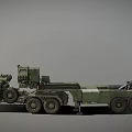 Olive Green Military Utility Vehicle Featuring Launch System And Multiple Wheels 3d model